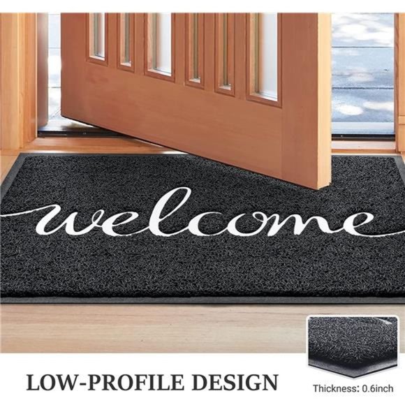Welcome Door Mat Durable Low Profile Floor Mat Non Slip Indoor Outdoor 30x17.5 - Picture 3 of 5